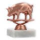 Pokal Kunststofffigur Schwein bronze auf weißem Marmorsockel 9,6cm