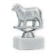 Trophy plastic figure sheep silver metallic on white marble base 11,8cm