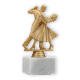 Trophy plastic figure dancing couple gold metallic on white marble base 16,6cm