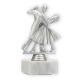 Trophy plastic figure dancing couple silver metallic on white marble base 15,6cm