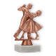 Trophy plastic figure dancing couple bronze on white marble base 14,6cm