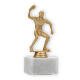 Pokal Kunststofffigur Tischtennisspieler goldmetallic auf weißem Marmorsockel 16,6cm