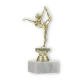 Pokal Kunststofffigur Turnen Damen gold auf weißem Marmorsockel 17,3cm