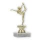 Pokal Kunststofffigur Turnen Damen gold auf weißem Marmorsockel 16,3cm