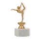 Beker kunststof figuur Gymnastiek dames goud metallic op wit marmeren voet 18,3cm