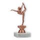 Pokal Kunststofffigur Turnen Damen bronze auf weißem Marmorsockel 16,3cm
