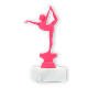 Pokal Kunststofffigur Turnen Damen pink auf weißem Marmorsockel 17,3cm