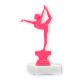 Pokal Kunststofffigur Turnen Damen pink auf weißem Marmorsockel 16,3cm