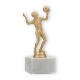 Pokal Kunststofffigur Volleyballspielerin goldmetallic auf weißem Marmorsockel 17,1cm