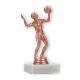 Pokal Kunststofffigur Volleyballspielerin bronze auf weißem Marmorsockel 15,1cm