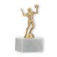 Pokal Kunststofffigur Volleyballspieler goldmetallic auf weißem Marmorsockel 13,9cm