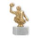 Trophy plastic figure water polo player goldmetallic on white marble base 16,3cm