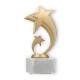 Trofeo figura de plástico estrella Plutón dorado metálico sobre base de mármol blanco 18,2cm