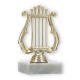 Pokal Kunststofffigur Lyra gold auf weißem Marmorsockel 12,6cm