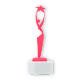 Trophée figurine plastique étoile Vénus rose sur socle marbre blanc 21.8cm