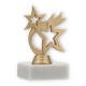 Troféu figura de plástico estrela Neptuno ouro metálico sobre base de mármore branco 11,8cm