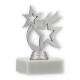 Trophée figurine plastique étoile Neptune argent métallique sur socle marbre blanc 11.8cm