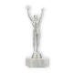 Beker kunststof figuur winnaar zilver metallic op wit marmeren voet 21,6cm