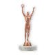 Troféu figura de plástico vencedor bronze sobre base de mármore branco 20,6cm