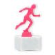 Pokal Kunststofffigur Läuferin pink auf weißem Marmorsockel 14,0cm