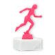 Pokal Kunststofffigur Läuferin pink auf weißem Marmorsockel 13,0cm