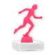 Pokal Kunststofffigur Läuferin pink auf weißem Marmorsockel 12,cm