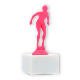 Pokal Kunststofffigur Schwimmerin pink auf weißem Marmorsockel 14,3cm