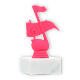 Trofeo figura de plástico nota rosa sobre base de mármol blanco 13,3cm