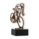 Trophy contour figure cyclist old gold on black marble base 15.5cm