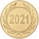 Emblema em alumínio dourado gravado 25mm - ano 2021