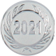 Emblema in alluminio goffrato argento 50 mm - anno 2021