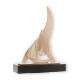 Coppa zamak figura fiamma barca a vela oro e bianco su base di legno nero 26,7 cm