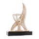 Troféu Zamak figura Flame Trophy dourado-branco sobre base de madeira preta 26,7cm