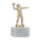 Trophy metal figure American Football gold metallic on white marble base 14.6cm