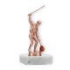 Trophy metal figure fishing bronze on white marble base 14,2cm