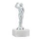 Trofeo figura de metal culturista plata metalizado sobre base de mármol blanco 15,9cm