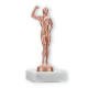 Troféu figura metálica de bronze bodybuilder sobre base de mármore branco 14,9cm