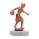 Pokal Metallfigur Bowling Damen bronze auf weißem Marmorsockel 14,5cm
