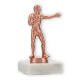 Trophy metal figure boxer bronze on white marble base 12,6cm