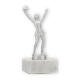 Trofeo figura de metal animadora plata metalizado sobre base de mármol blanco 15,3cm