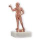 Troféu figura metálica dardos homens bronze sobre base de mármore branco 13,6cm