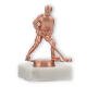 Coupe Figurine métallique de hockey sur glace bronze sur socle en marbre blanc 10,6cm