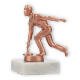 Trophy metal figure curling iron men bronze on white marble base 11,3cm