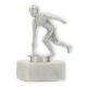 Trophy metal figure curling stone ladies silver metallic on white marble base 12.4cm