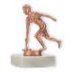 Trophy metal figure curling iron ladies bronze on white marble base 11,4cm