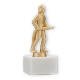 Trophy metal figure fireman gold metallic on white marble base 16,1cm