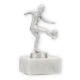 Pokal Metallfigur Fußball Damen silbermetallic auf weißem Marmorsockel 13,3cm