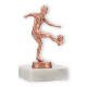 Trophy metal figure soccer ladies bronze on white marble base 12.3cm