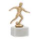 Trophy metal figure soccer men gold metallic on white marble base 15.6cm