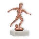 Trophy metal figure soccer men bronze on white marble base 13.6cm